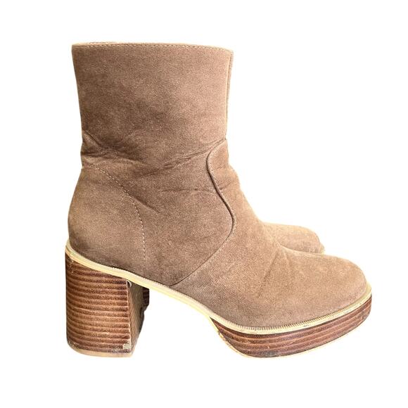 Oasis Society Suede Platform Boots in Brown - Picture 1 of 6